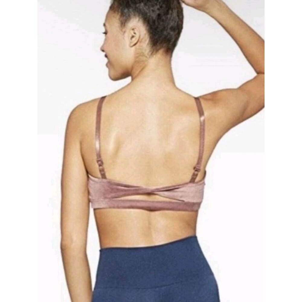 JoyLab Velvet Sports Bra Mauve Pink Cross Back Athleisure Bralette XXL - Picture 2 of 5